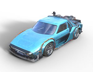 3D Sci-Fi Futuristic Sports Car Time Machine Rigged
