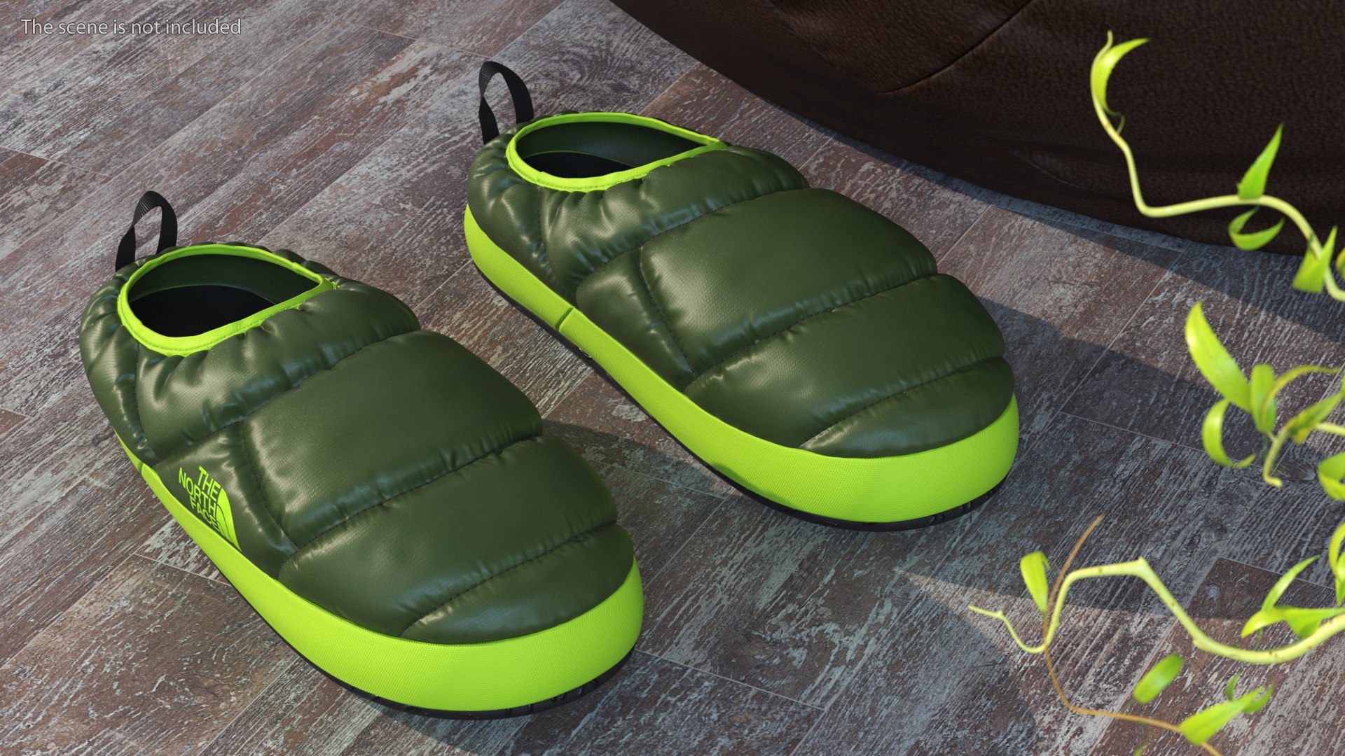Green North Face Down Slippers Model - TurboSquid 2045447