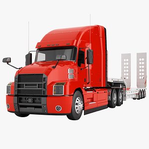 3D Semi Truck Generic Drake Trailer 01