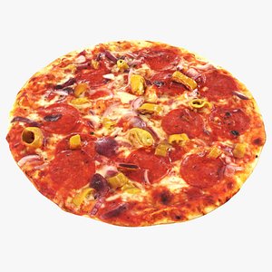 Pizza with salami and jalapeno