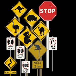 Australian Road signs Warning Signage for Animals and hazzards in Australia