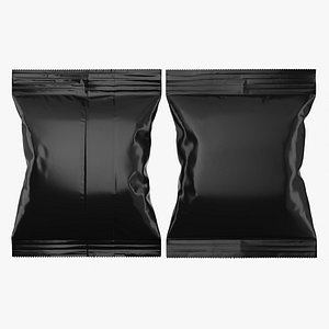 Free Glossy Black Snack Pack Flowpack Mockup 06