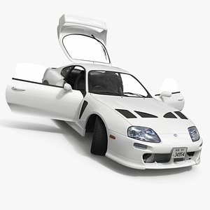 Toyota Supra 3000GT TRD Vented Hood Edition White Rigged for Maya 3D