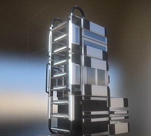 ladder silver set floor 3D model
