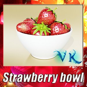 Strawberries + bowl + High Resolution Textures