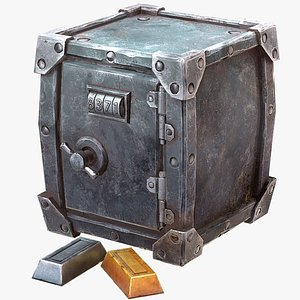 Stylized Safe Furniture Bank Gold Bar Silver Ingot