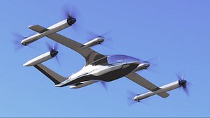 hyundai uber fly taxi concept rigged animated high poly 3D model