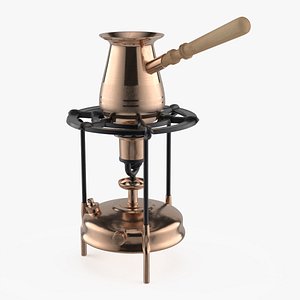 Vintage Steel Camping Stove with Coffee in Pot