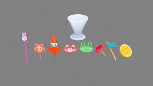 Cartoon cocktail drink decorations 3D model