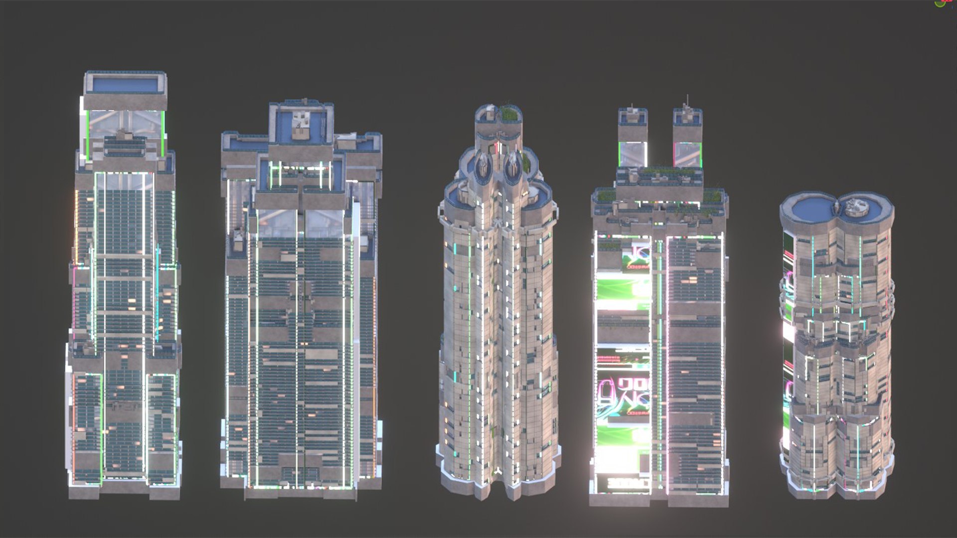Visual Reference: 3D Sci Fi Futuristic Cyberpunk Sci Fi City Building Skyscraper