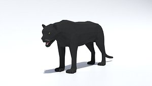 3D Low Poly Black Panther