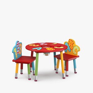children s table chair 3D model