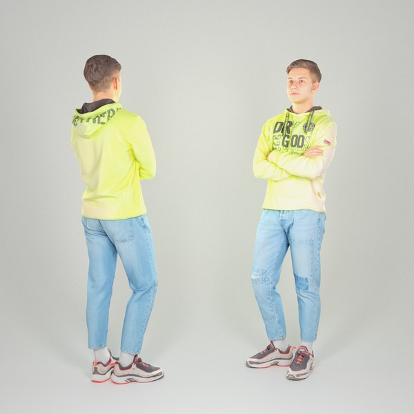 3D scanned human young man character