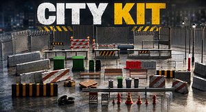 3D Professional Urban Construction  Safety Asset Pack  Modular Site Kit