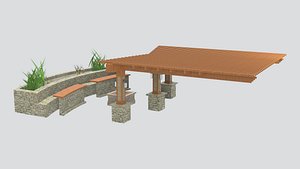 3D European Style Garden Pergola 3D Model model