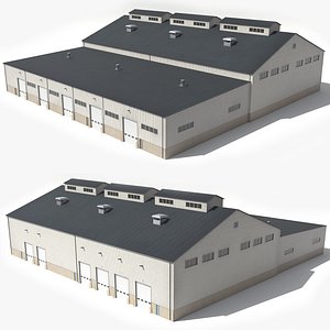 3D Industrial Building PBR Low Poly model