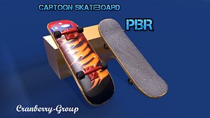 cartoon skateboard low-poly 3D model
