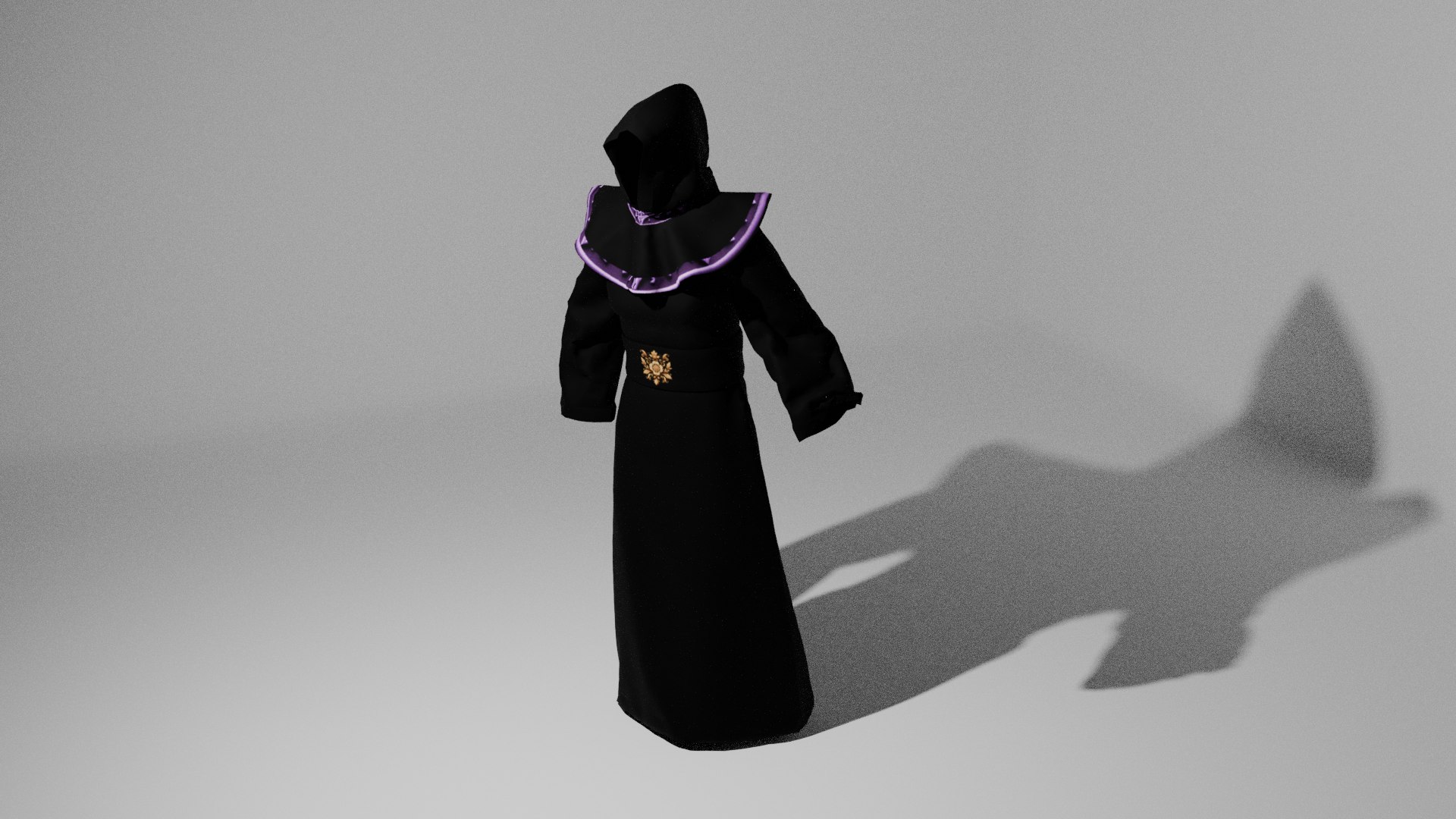 3D Fantasy Robe Black with Hood - TurboSquid 2173777