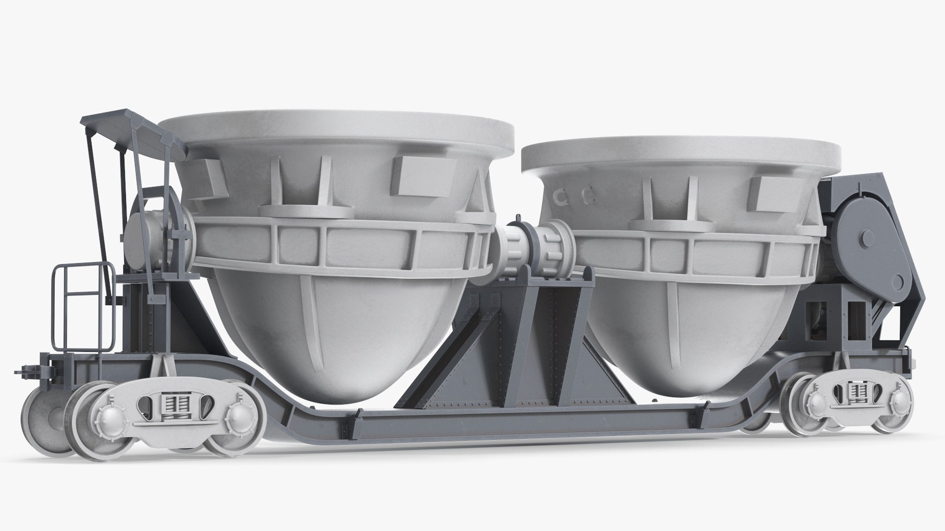 Steel Double Pot Slag Car 3D model preview
