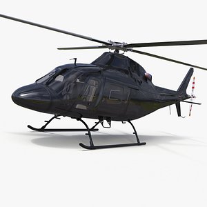 3D Utility Helicopter Black Simplified