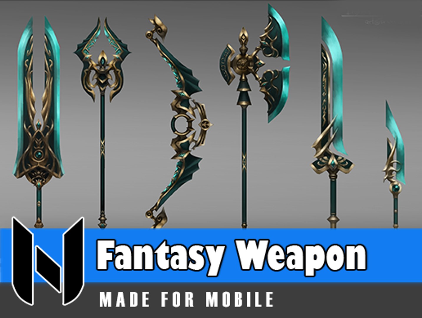 3D fantasy lightning weapon set - TurboSquid 1320052