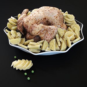 ultra realistic hicken potatoes model