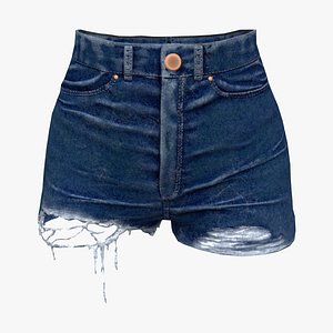 High Waist Jeans Shorts Pants 3D model