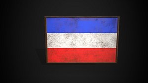 3D model Old Picture Frame With Mecklenburg Strelitz  Flag - Game Ready PBR Low-poly 3D Model
