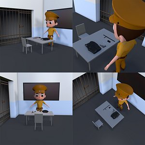 Low Poly Police Character model