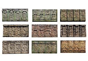 3D Walls of Ancient Mayan Architecture Pack 9 model