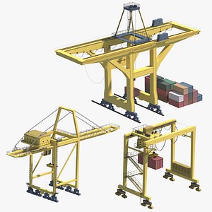 Set of 3 Container RTG Gantry seaport cranes