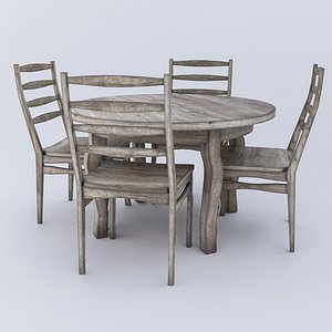 3D table chair wood model
