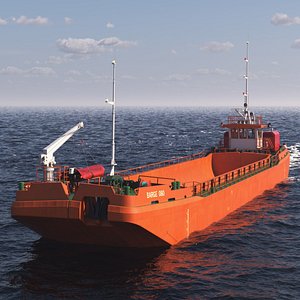 Industrial Split Barge Empty State Orange Rigged model