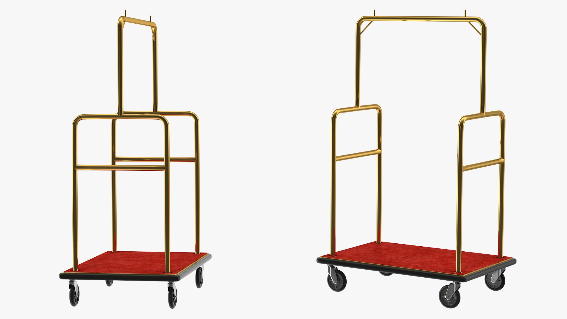 Gold Hotel Luggage Cart 3D model preview