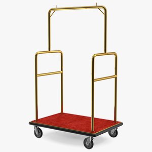 3D gold hotel luggage cart model