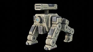 3D Rocket Robot Dog Low-poly