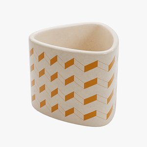 Ceramic Table Flower Pot Polka Dot Pattern model