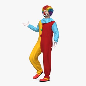 Funny Clown Costume Standing Pose Fur