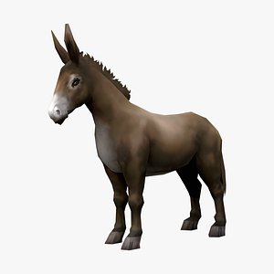 Animated Low-poly donkey mule