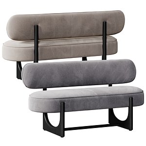 3D Orlan mocha velvet 3 seater dining bench with backrest