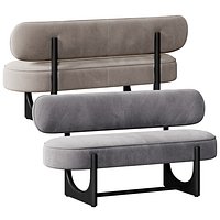 Orlan mocha velvet 3 seater dining bench with backrest