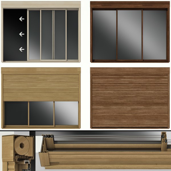 Wooden Sliding Stained Glass Doors With Roller Shutters Model Turbosquid 1745512 Wooden Sliding Stained Glass Doors With, Rolling Shutters For Sliding Glass Doors