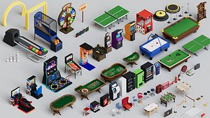 3D Arcade Game Pinball Cabinets  Props Mega Collection