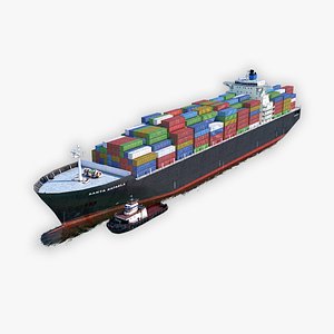 Cargo Ship and Tugboat