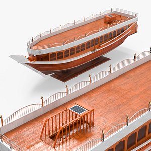 3D Miniature Dhow Boat on Wooden Stand model