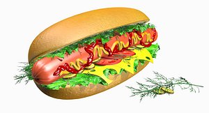 Hot dog with cabbage and dill