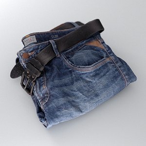 3D mens jeans folded model