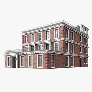 3D model colonial multiplex building house