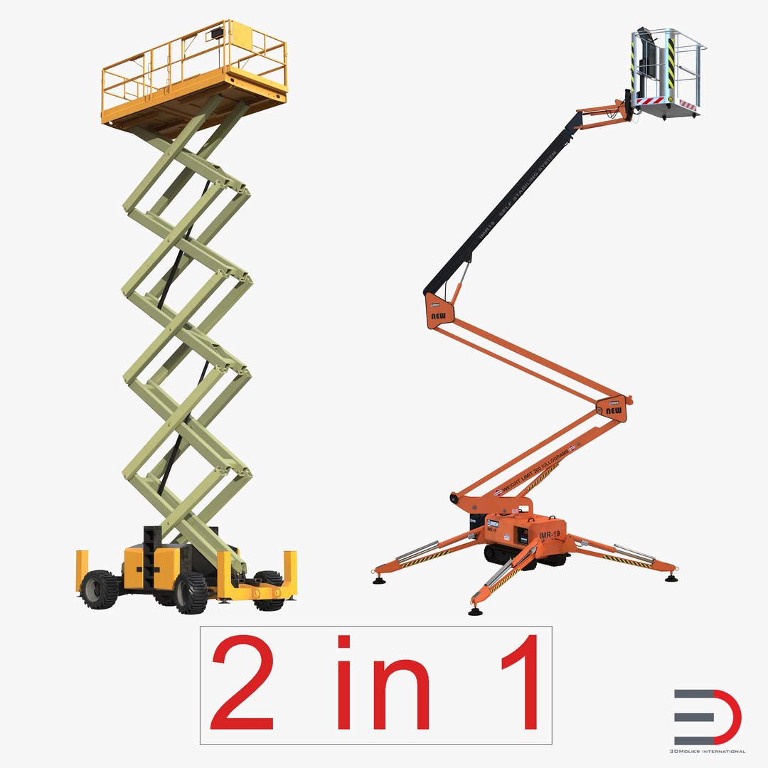 Scissor Lifts Rigged Collection 3D Model 3D model preview