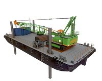  pontoon with jack-up and crane